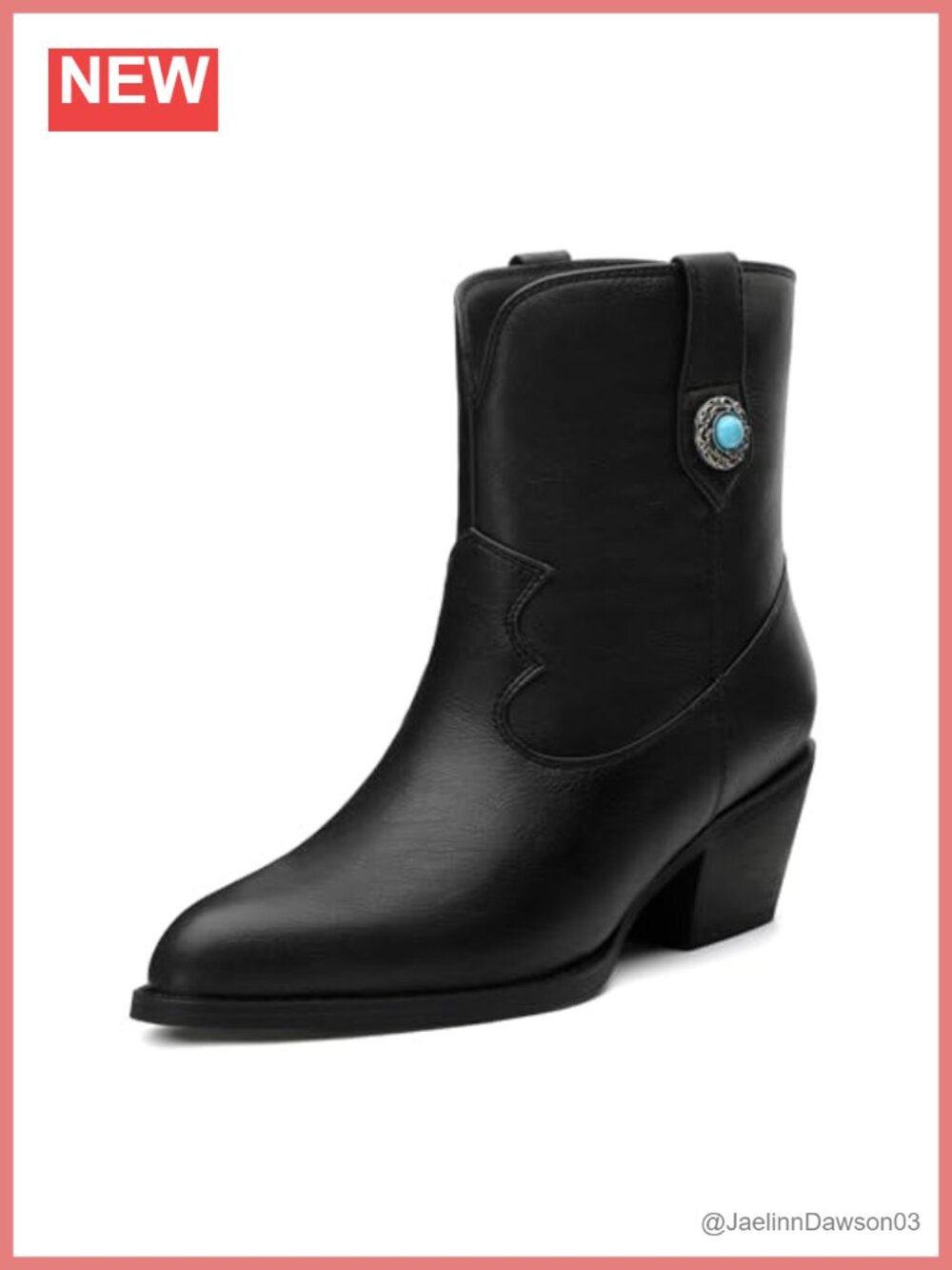 Women's Chunky Heel Ankle Boots Two-Tone PU Leather Pull-On
